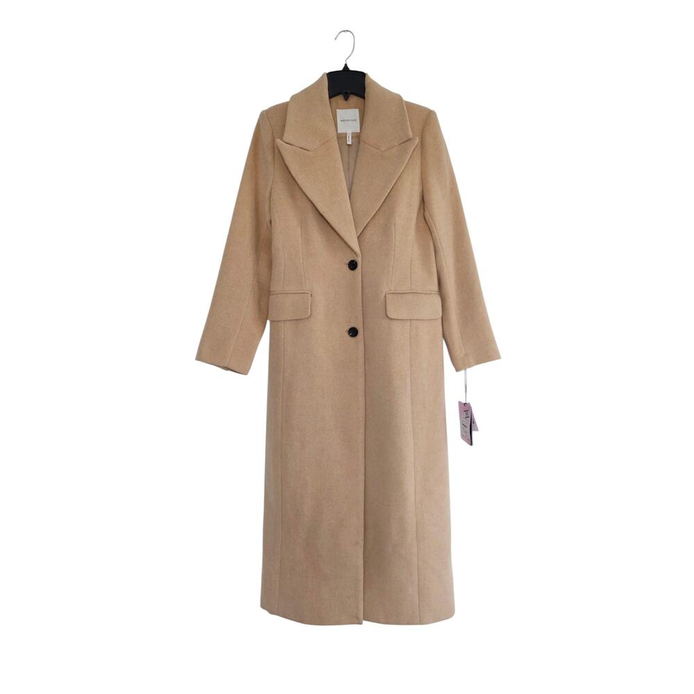 Avec Les Filles Strong Shoulder Hourglass Single Breasted Coat Beige Size Small - Picture 3 of 8